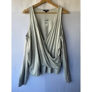 NWT Express Gray Cold Shoulder Lightweight Sweatshirt Long Sleeve- Size L